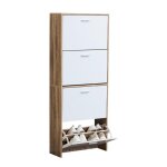 Catavana - meuble de rangement � chaussures - 24 paires - 4 abattants - l60xp24xh150 cm - portes blanches ...