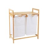 Catavana - panier  linge bambou - 2 compartiments (30l) - idal salle de bain / buanderie - 64x33x73 ...