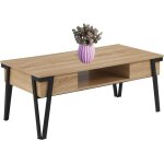 Catavana table basse rectangulaire 110x55x45 cm ? acier noir plateau bois ? design moderne pour salon ... Catavana table basse rectangulaire 110x55x45 cm ? acier noir plateau bois ? design moderne pour salon ...