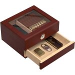 Cave  cigares en boisavec sparateur hygromtre mcanique et tiroirs stockage 25  50 picescadeaux ...