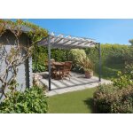 Pergola bioclimatique autoportante 3x3m - cazeboo - bahia - toile beige - l. 291x291x220 cm - lames orientable ...