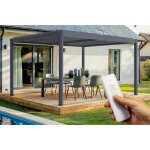 Pergola lectrique bioclimatique - cazeboo - santa - 4x3m - aluminium - gris anthracite - lames orientables ...