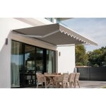 Cazeboo store banne monobloc blanc vecchio 3m x 25m toile taupe