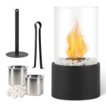 Cecaylie chemine de table biothanol ronde avec pierres dcoratives 12 x 22 cm cheminee