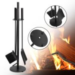 Cecaylie serviteur de chemin�e - 3 pi�ces - acier inoxydable - noir - support antid�rapant pelle a cendre ...