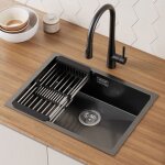 vier de cuisine - cecipa - max - acier inoxydable - 60x44cm - gouttoir noir anthracite