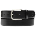 Ceinture en cuir de vachette - timberland - packard hill - noir - boucle argent vieilli
