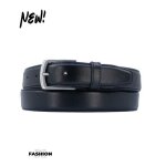 Ceinture homme - jcl - cuir de buffle noir - sangle ajustable - boucle chrom�e - taille 100 - 115cm