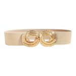 Ceinture pour femme ecelen - ceinture lastique  boucle texture en mtal - beige