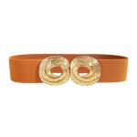 Ceinture pour femme ecelen - ceinture lastique  boucle texture en mtal - camel