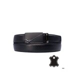 Ceinture homme cuir noir jcl - boucle automatique r�glable largeur 35 cm tailles 115?130 cm