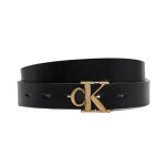 Ceinture noires femme calvin klein jeans monogram placque buc