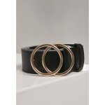 Ceinture urban classics en cuir synth�tique � double anneau dor� - noir 95?125 cm