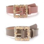 Ceintures vitata pour femme ornées de strass - lot de 2 - ceinture large tendance en pu - style 3 Ceintures vitata pour femme ornées de strass - lot de 2 - ceinture large tendance en pu - style 3