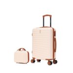 Valise cabine 55x35x25cm avec vanity valise celims weekend ultra - lger abs cadenas 4 roues 360 crme ...