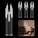 Centre de table � bougies - lot de 4 - acrylique - 5 bras - blanc - 22x65cm