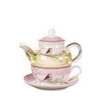 C�ramique fleur th�i�re fleur oiseau tasse soucoupe en verre r�sistant une la chaleur pot ensemble tasse ...