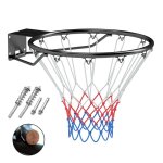 Mini panier de basket mural avec filet 45�cm costway - double ressort - int�rieur / ext�rieur - cadre ...