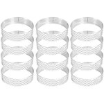 Cercles � p�tisserie - lot de 12 - ronds et perfor�s - acier inoxydable - moules � tartelettes et mousses ...