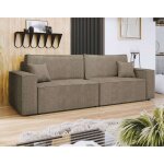 Cezanne - canap droit 3 places convertible avec coffre en tissu textur - marron