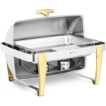 Chafing dish gn 1 / 1 accents dors couvercle roll - top 9 litres 2 brleurs acier inoxydable argent ...
