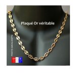 Chaine collier luxe grain de caf 9mm pour homme en plaqu or 18k vritable 60m
