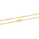 Chane de cou - femme - maille gourmette - alterne - plaqu or jaune - 24 carats - 50 cm