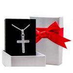 Chaine avec croix à motifs pour homme en argent 925 massif vieilli et boite pour offrir Chaine avec croix à motifs pour homme en argent 925 massif vieilli et boite pour offrir