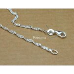 Chaine fine 50cm en argent 925 massif maille singapour torsad�e