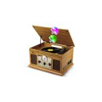 Cha�ne hifi tourne - disque ea - pl300 - wood vinyle 33 / 45 / 78 60w fm cd cassette bt usb rec r�tro ...