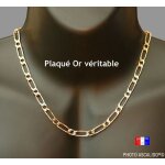 Chaine pour homme 50cm x 6mm en plaqu or authentique maille figaro 1 + 1 alterne avec boite