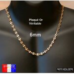 Chaine homme 55cm grain de caf 6mm collier en plaqu or vritable 18 carats avec boite