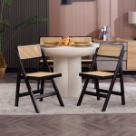 Chairus chaise de salle � manger bois lot de 2 chaise de cuisine rotin chaise pliante en bois et rotin ...