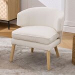 Chairus fauteuil de salon avec pieds en bois chaise de salon avec coussin �pais fauteuil relax pour chambre ...