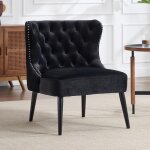 Chairusfauteuilveloursavecpiedsboischaisedesalonpourchambrefauteuilcrapaudavecrivetsetboutons ...