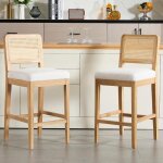 Chairus tabouret de bar lot de 2 tabouret bar en bois tabouret avec dossier rotin chaise bar haute pour ...