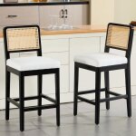 Chairus tabouret de bar lot de 2 tabouret bar en bois tabouret avec dossier rotin chaise haute de bar ...