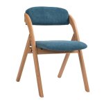Chaise lot de 2 chaises pliantes bois empilables avec assise rembourre et housse amovible bleu - cuisine ...