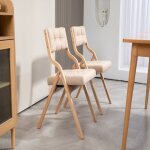 Chaise lot de 2 chaises pliantes rembourr�es en bois kaki avec coussin - salle � manger bureau mariage ...