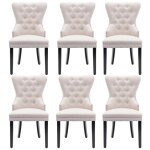 Chaises lot de 6 chaises beige salle  manger / cuisine / salon - pitement chne garniture cloute boutons ...