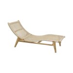 Chaise bain de soleil en teck et cannage synthétique baia vague Chaise bain de soleil en teck et cannage synthétique baia vague