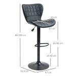 Chaise de bar lot de 2 design r�tro r�glable en hauteur 360� pivotant cuir noir pour home office stable ...