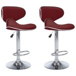 Chaises de bar cloud lot de 2 tabourets hauts sige haut rouge bordeaux similicuir lv568