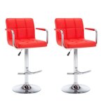 Chaises de bar cloud lot de 2 tabourets hauts si�ge haut rouge similicuir lv405