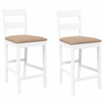 Chaises de bar cloud avec coussins 2 pcs pour cuisine salon bar caf� blanc bois massif dh�v�a lv449