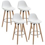 Chaise de bar - homcom - pu - 38. 5x42. 5x91cm - blanc