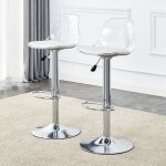 Chaises de bar hauteur r�glables - lot de 2 - dossier transparent - pieds m�tal argent� - rotation 360� ...