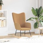 Chaise � bascule beige contemporaine vidaxl pour salon int�rieur fauteuil confortable avec tissu styl� ...