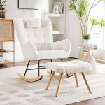 Chaise à bascule blanche de 92 cm de hauteur avec une largeur dassise de 65 cm - comprend un coussin ... Chaise à bascule blanche de 92 cm de hauteur avec une largeur dassise de 65 cm - comprend un coussin ...