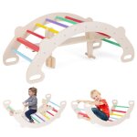 Chaise  bascule en bois enfant 4 en 1 arche descalade avec poigne & dossier tunnel rampant cheval  ...